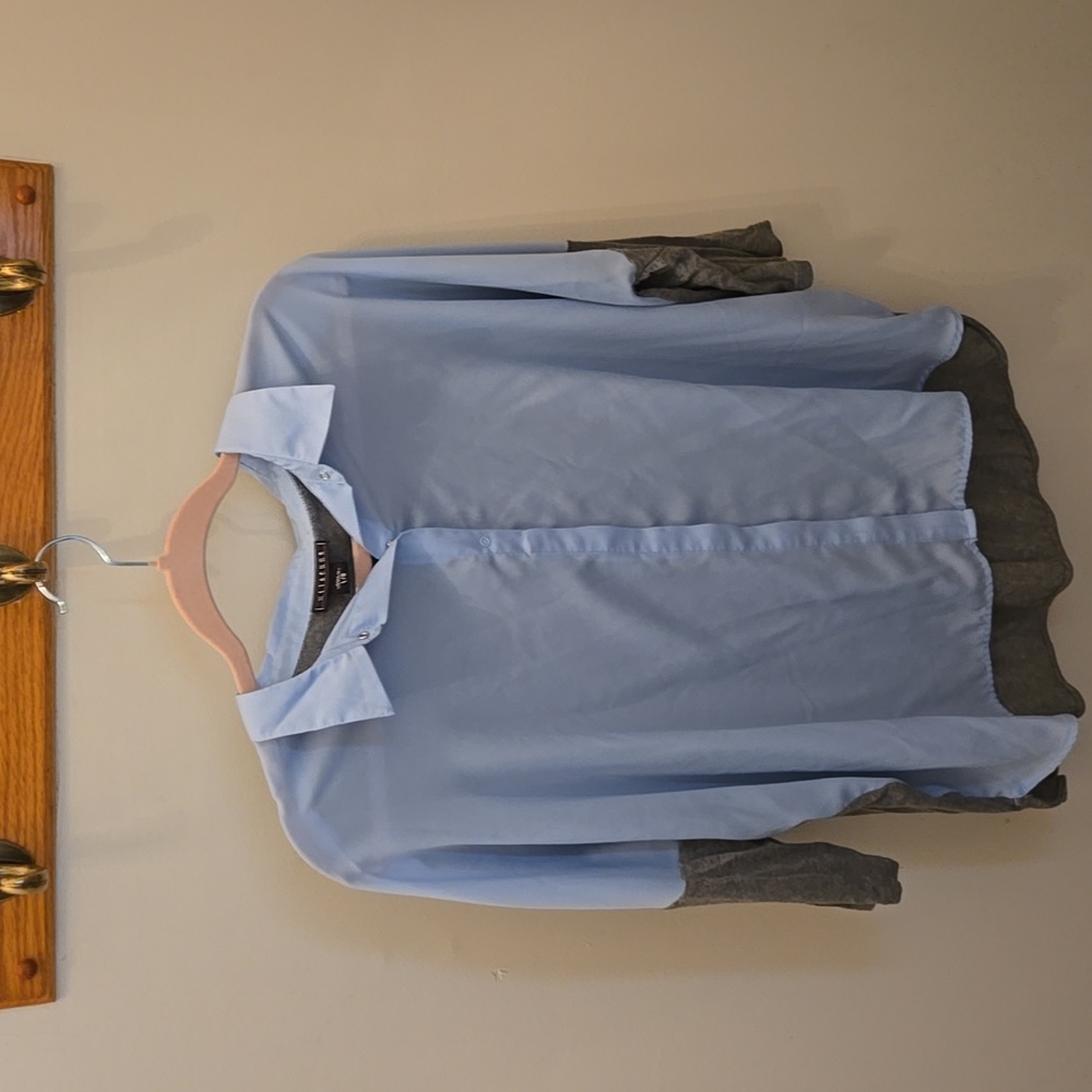Metaphor Light Blue and Grey Blouse